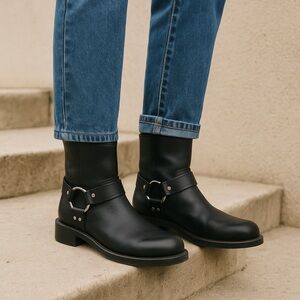 KIDS  Zara Black Equestrian Ankle Boots with Horsebit Detail